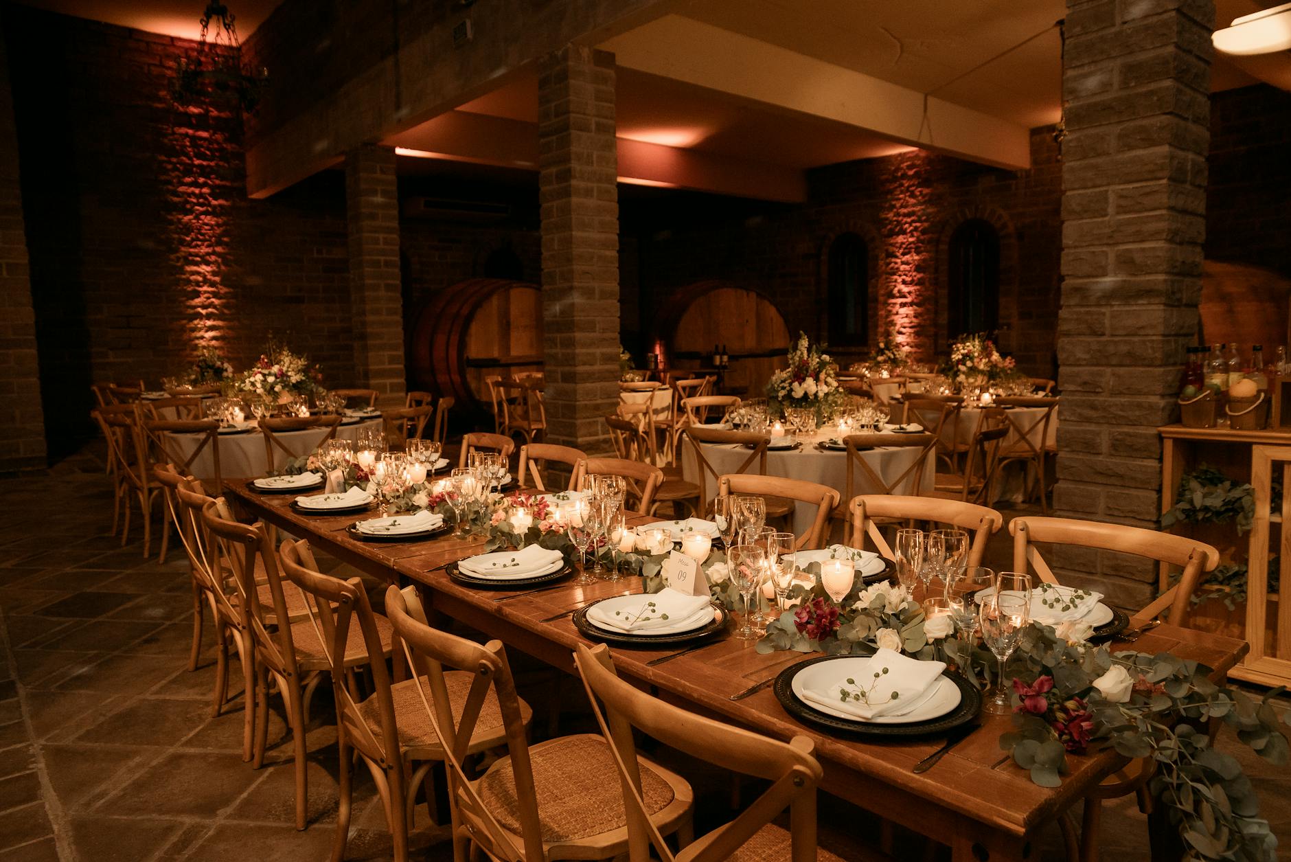 tables in restaurant in winery